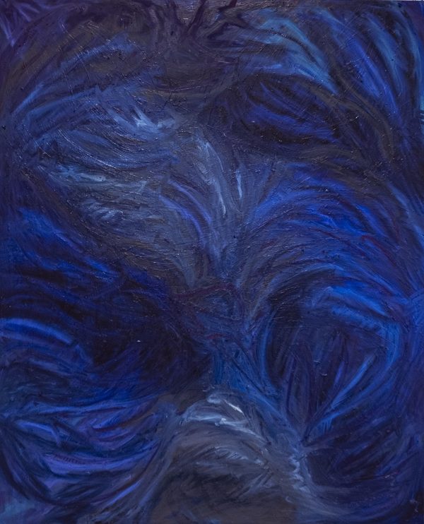 Sasha Ferré, Fluence (Blue), 2022. Oil on panel. Cm 160x130